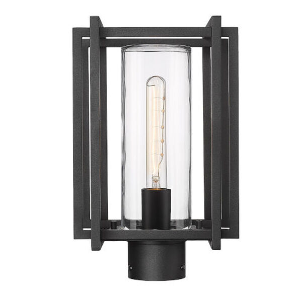 Tribeca Natural Black One-Light Outdoor Post Mount with Clear Glass Shade, image 1